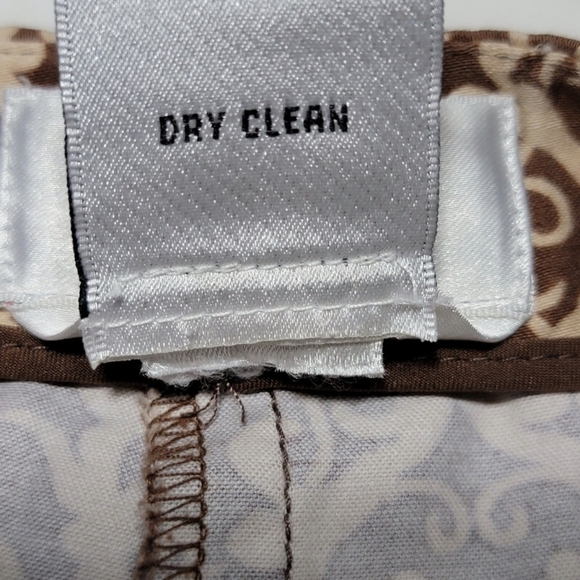 Talbots Womens Size 8 Brown And Tan Print Ankle Pleated Front Pants - Picture 5 of 7